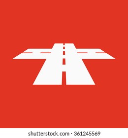 The crossroads icon. Crossway and crossing, intersection, road,  route symbol. Flat Vector illustration