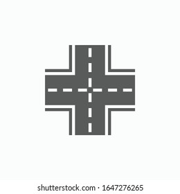 crossroads icon, Intersection vector, road illustration