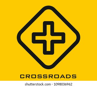 Crossroads icon on yellow background