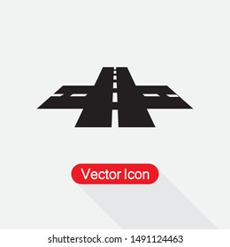Crossroads Icon Vector Illustration On Light Gray Background Eps10