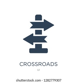 crossroads icon vector on white background, crossroads trendy filled icons from UI collection, crossroads vector illustration