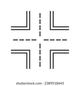 The crossroads line icon. Crossway and crossing, intersection, road, route symbol. Flat Vector illustration