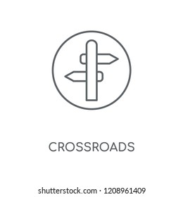 Crossroads linear icon. Crossroads concept stroke symbol design. Thin graphic elements vector illustration, outline pattern on a white background, eps 10.