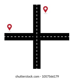 Crossroads and pointer icon for travel concept on white background,vector illustration.