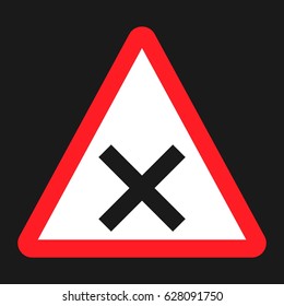 Crossroads sign flat icon, Traffic and road sign, vector graphics, a solid pattern on a black background, eps 10