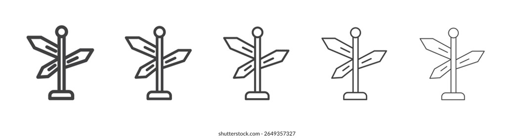 crossroads sign icon Line graphics illustration symbol