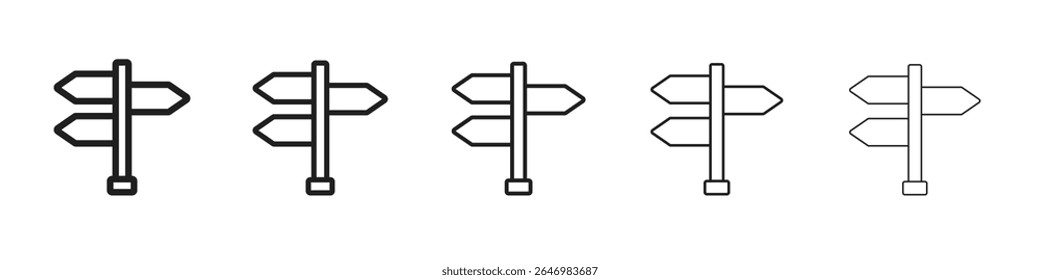crossroads sign icon thin flat outline style vector sign
