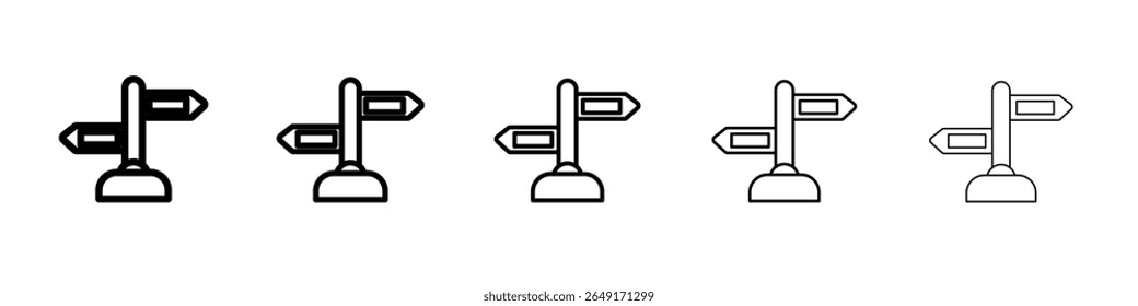 crossroads sign icon thin outline logo mark set