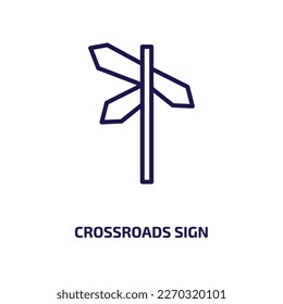 crossroads sign icon from user interface collection. Thin linear crossroads sign, road, street outline icon isolated on white background. Line vector crossroads sign sign, symbol for web and mobile