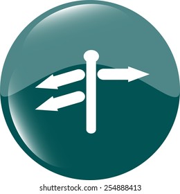 Crossroads sign on web button isolated on white