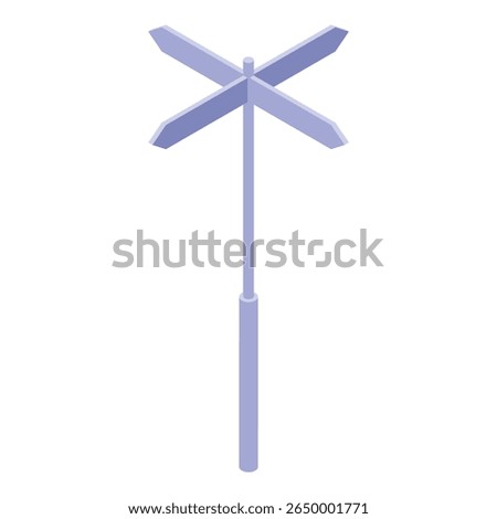 Crossroads sign post showing four different directions, isometric icon
