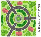 Crossroads in the village. Top view. Vector illustration