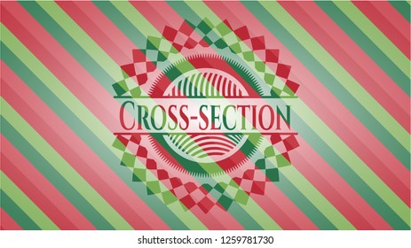 Cross-section christmas emblem background.