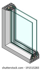 Cross-section Diagram Of A Double Glazed Window.