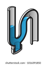 Cross-section exploded-diagram of an S-bend trap fitted to sinks. With a cleanout plug.