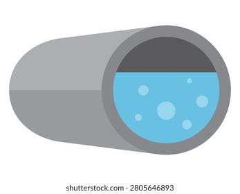 Cross-section of a pipe with flowing water