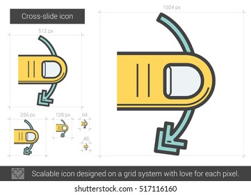 Cross-slide vector line icon isolated on white background. Cross-slide line icon for infographic, website or app. Scalable icon designed on a grid system.