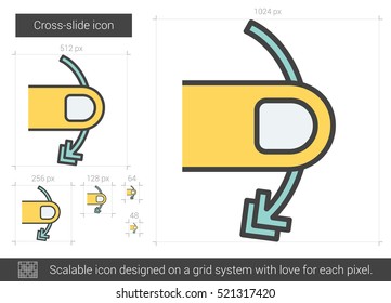 Cross-slide vector line icon isolated on white background. Cross-slide line icon for infographic, website or app. Scalable icon designed on a grid system.