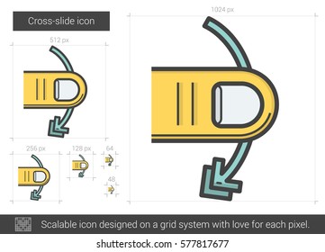 Cross-slide vector line icon isolated on white background. Cross-slide line icon for infographic, website or app. Scalable icon designed on a grid system.