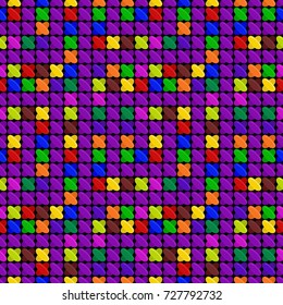 Cross-stitch - colorful seamless pattern. Vector illustration. Handmade.