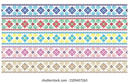 Cross-Stitch Ethnic Ukraine Pattern For Design Vector Illustration. Ethnic Ornament Pattern Isolated On A White Background

