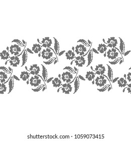 cross-stitch. Seamless Border with flowers