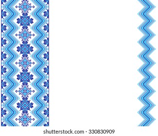 cross-stitch template background in folk style with space for text. embroidered good like handmade ethnic Ukraine pattern