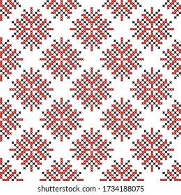 Cross-stitched seamless pattern, vector design