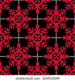 Cross-stitch.Seamless pattern based on Slavic culture.Vector.