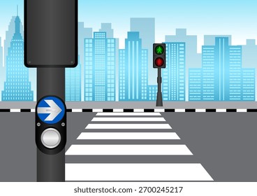 Crosswalk Button in the City. Pedestrian Traffic Button. Vector Illustration.