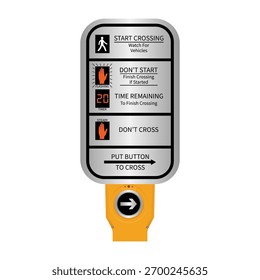 Crosswalk Button. Pedestrian Traffic Button. Vector Illustration.