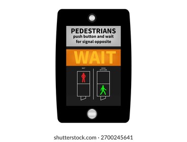 Botón Crosswalk. Botón de Tráfico Peatonal. Ilustración vectorial.