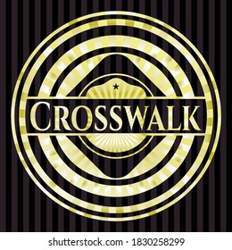 Crosswalk gold shiny emblem. Vector Illustration. Detailed. 
