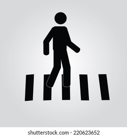 Crosswalk Graphic Sign Vector Illustration,man walk on crosswalk icon,man icon