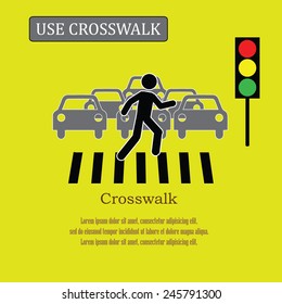 Crosswalk Graphic Sign Vector Illustration,man walk on crosswalk icon,man icon 
