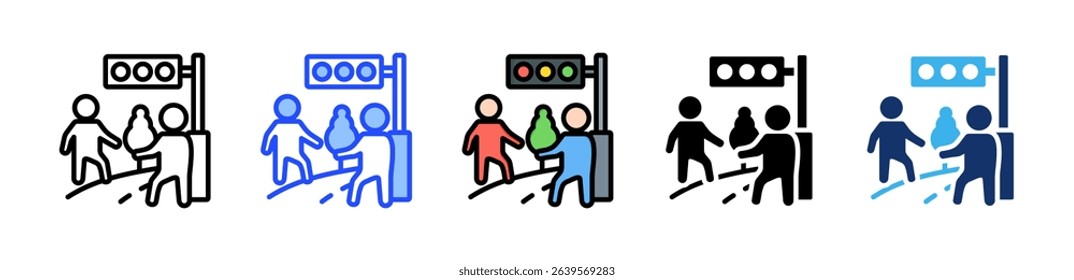 Crosswalk Icon Collection With Multiple Styles