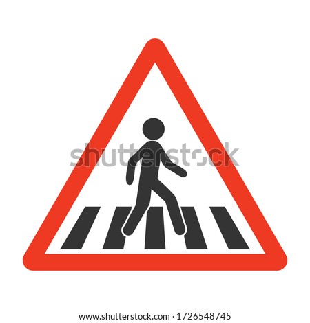 Similar – Image, Stock Photo Traffic sign crosswalk on a bent metal bar above the roadway against slightly cloudy sky