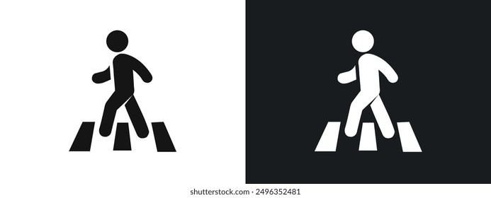 Crosswalk icon linear graphics set vector in black