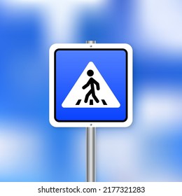 Crosswalk icon, Pedestrian crossing. Traffic sign. Vector illustration.