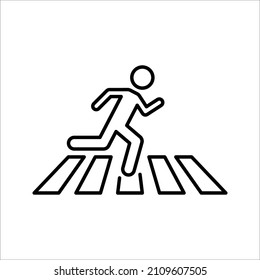Crosswalk-Symbol. Fußgänger-Kreuzung, Vektorsymbol einzeln auf weißem Hintergrund