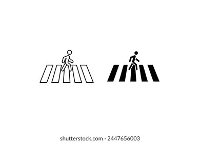 Crosswalk icon. Pedestrian crossing vector icon illustration isolated on white background