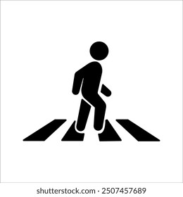 Crosswalk icon. Pedestrian crossing vector icon illustration isolated on black and white background.