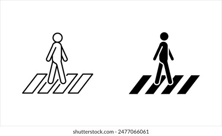 Crosswalk icon set. Pedestrian crossing vector icon illustration isolated on white background