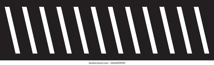 Icono del cruce, Vector de señas.  Icono de paso de cebra. Icono de contorno de barra colección establecido sobre fondo negro.  Ilustración vectorial.