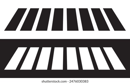 Crosswalk icon symbol logo template. Pedestrian crosswalk icon isolated on white and black background. EPS 10