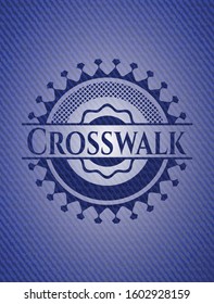 Crosswalk jean or denim emblem or badge background. Vector Illustration. Detailed.