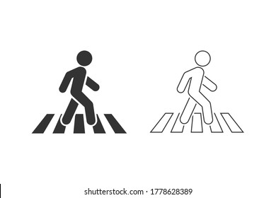 Crosswalk line icon set symbol logo template. Vector