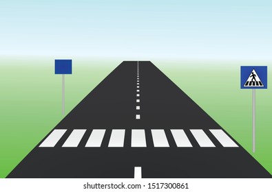 Crosswalk on road. vector illustration