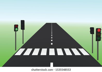 Crosswalk on road. vector illustration