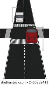 Crosswalk on road. vector illustration